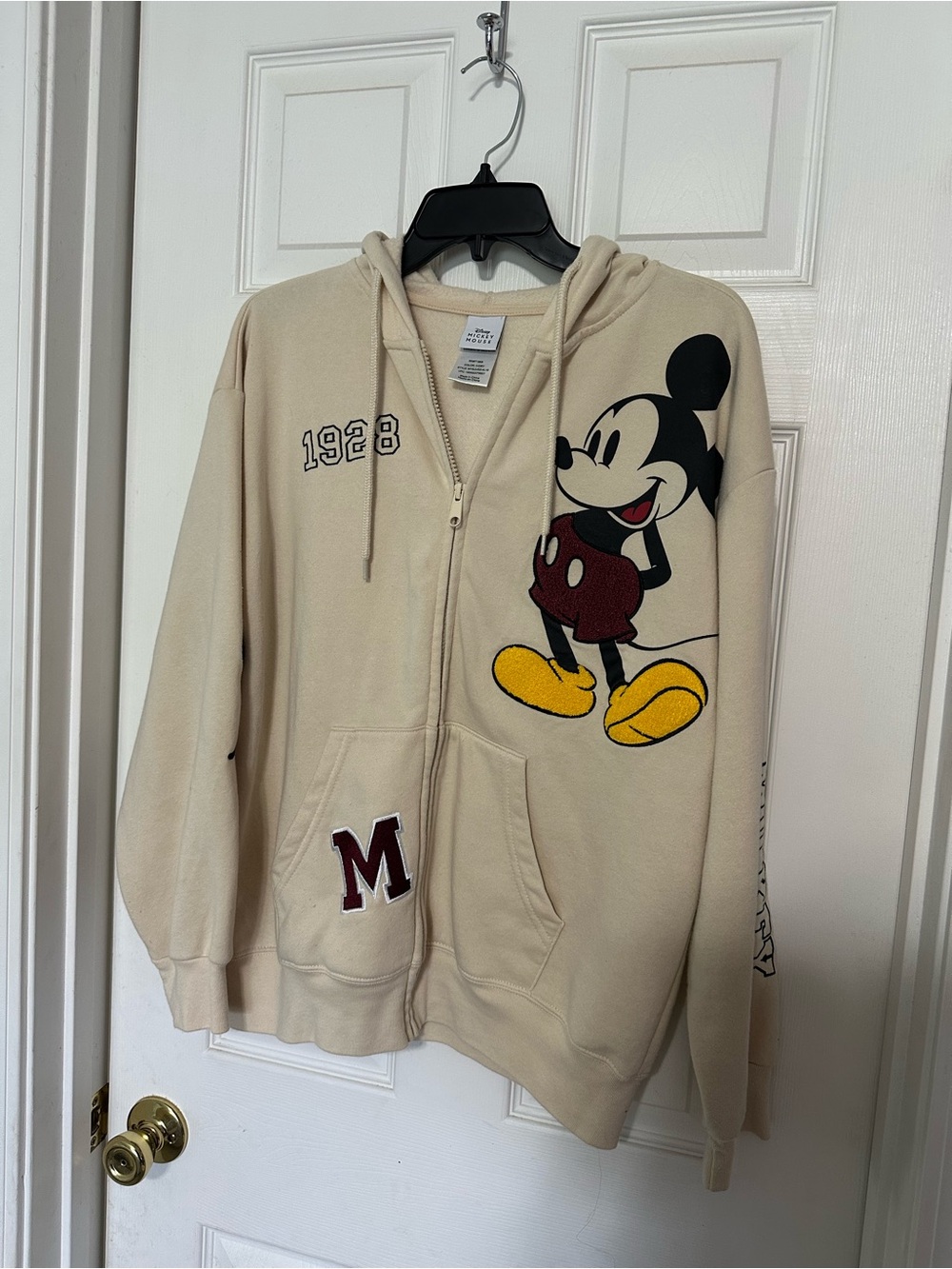 Disney Varsity Inspired Mickey Mouse Zip-Up Hoodie with embroidered sleeves